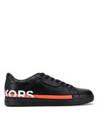 schwarze bedruckte Leder niedrige Sneakers von MICHAEL Michael Kors