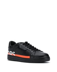 schwarze bedruckte Leder niedrige Sneakers von MICHAEL Michael Kors