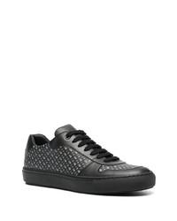 schwarze bedruckte Leder niedrige Sneakers von BOSS