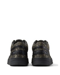 schwarze bedruckte Leder niedrige Sneakers von Jimmy Choo
