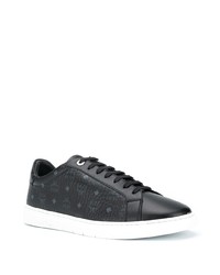 schwarze bedruckte Leder niedrige Sneakers von MCM