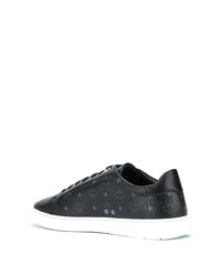 schwarze bedruckte Leder niedrige Sneakers von MCM