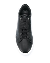 schwarze bedruckte Leder niedrige Sneakers von MCM