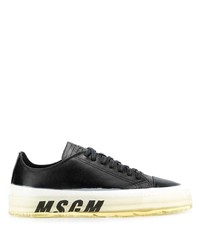 schwarze bedruckte Leder niedrige Sneakers von MSGM