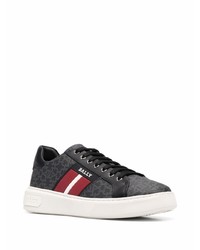 schwarze bedruckte Leder niedrige Sneakers von Bally