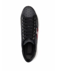 schwarze bedruckte Leder niedrige Sneakers von Bally