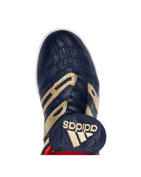 schwarze bedruckte Leder niedrige Sneakers von adidas