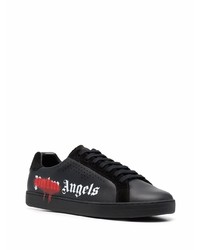 schwarze bedruckte Leder niedrige Sneakers von Palm Angels