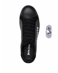 schwarze bedruckte Leder niedrige Sneakers von Palm Angels