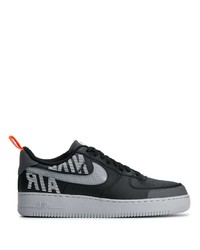 schwarze bedruckte Leder niedrige Sneakers von Nike