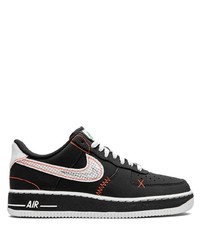 schwarze bedruckte Leder niedrige Sneakers von Nike