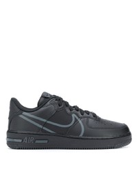 schwarze bedruckte Leder niedrige Sneakers von Nike
