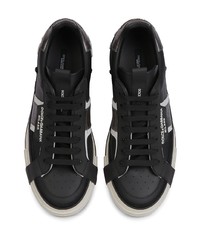 schwarze bedruckte Leder niedrige Sneakers von Dolce & Gabbana