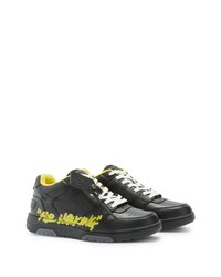 schwarze bedruckte Leder niedrige Sneakers von Off-White