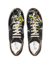 schwarze bedruckte Leder niedrige Sneakers von Maison Margiela