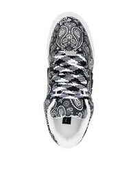 schwarze bedruckte Leder niedrige Sneakers von Philipp Plein