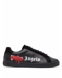 schwarze bedruckte Leder niedrige Sneakers von Palm Angels