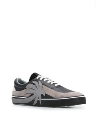 schwarze bedruckte Leder niedrige Sneakers von Palm Angels