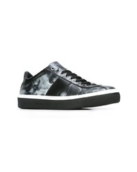 schwarze bedruckte Leder niedrige Sneakers von Jimmy Choo