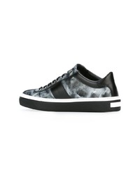 schwarze bedruckte Leder niedrige Sneakers von Jimmy Choo