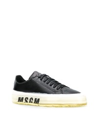 schwarze bedruckte Leder niedrige Sneakers von MSGM