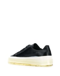 schwarze bedruckte Leder niedrige Sneakers von MSGM