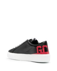 schwarze bedruckte Leder niedrige Sneakers von Gcds