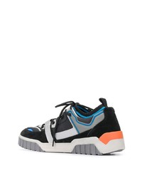 schwarze bedruckte Leder niedrige Sneakers von Diesel