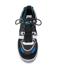 schwarze bedruckte Leder niedrige Sneakers von Diesel