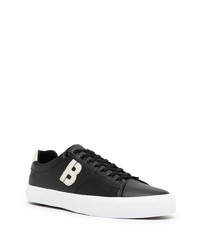 schwarze bedruckte Leder niedrige Sneakers von BOSS