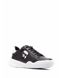 schwarze bedruckte Leder niedrige Sneakers von Karl Lagerfeld