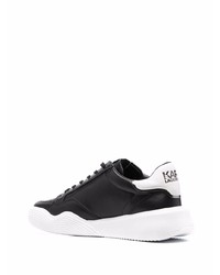 schwarze bedruckte Leder niedrige Sneakers von Karl Lagerfeld