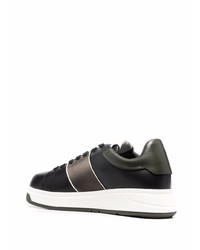 schwarze bedruckte Leder niedrige Sneakers von Emporio Armani