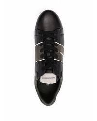 schwarze bedruckte Leder niedrige Sneakers von Emporio Armani