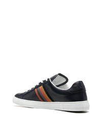 schwarze bedruckte Leder niedrige Sneakers von Paul Smith