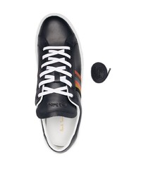 schwarze bedruckte Leder niedrige Sneakers von Paul Smith