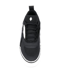 schwarze bedruckte Leder niedrige Sneakers von Marcelo Burlon County of Milan