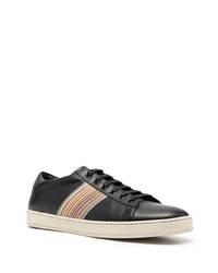 schwarze bedruckte Leder niedrige Sneakers von PS Paul Smith