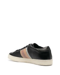 schwarze bedruckte Leder niedrige Sneakers von PS Paul Smith