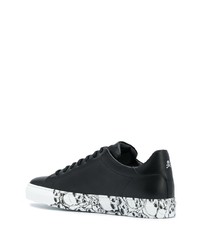 schwarze bedruckte Leder niedrige Sneakers von Philipp Plein