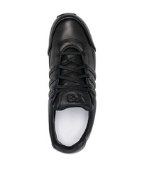 schwarze bedruckte Leder niedrige Sneakers von Y-3