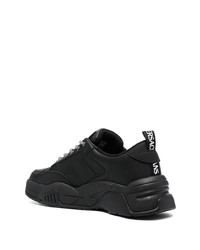 schwarze bedruckte Leder niedrige Sneakers von VERSACE JEANS COUTURE