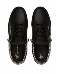 schwarze bedruckte Leder niedrige Sneakers von Giuseppe Zanotti