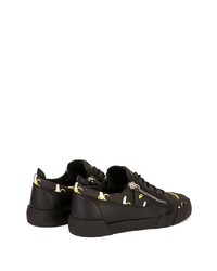 schwarze bedruckte Leder niedrige Sneakers von Giuseppe Zanotti