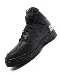 schwarze bedruckte Leder niedrige Sneakers von Nike