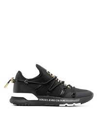 schwarze bedruckte Leder niedrige Sneakers von VERSACE JEANS COUTURE