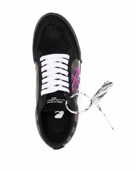 schwarze bedruckte Leder niedrige Sneakers von Off-White