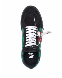 schwarze bedruckte Leder niedrige Sneakers von Off-White