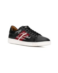 schwarze bedruckte Leder niedrige Sneakers von Bally