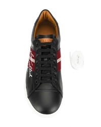 schwarze bedruckte Leder niedrige Sneakers von Bally